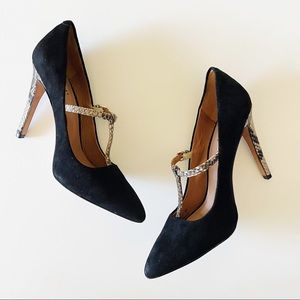 Coach Fulton Suede Snake Print Pumps